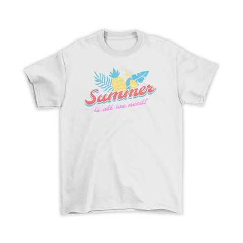 Áo Thun In Hình Summer Is All We Need – Thiết Kế Dứa Hè, Unisex, Cotton Mềm